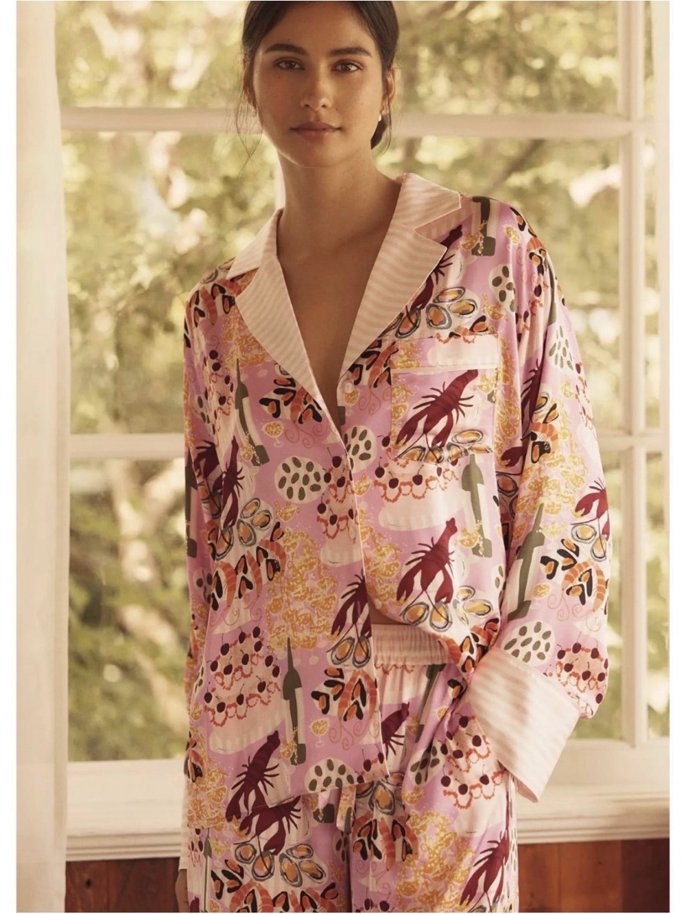 The Lyre Bird Silky Pajama Top Large SOLDOUT